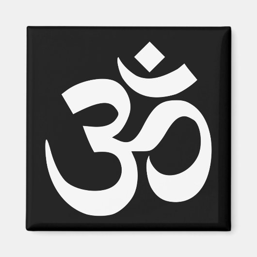 Zwart en wit Om-symbool Magneet (Voorkant)