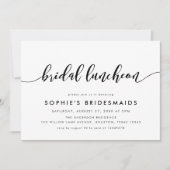 Zwart en Wit Ontspannen Script Bruidslunch Kaart (Voorkant)