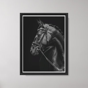 Zwart en wit oog paardenkunst canvas afdruk