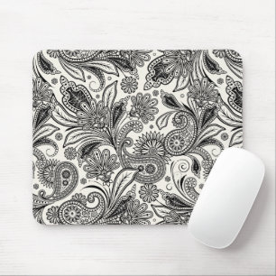 Zwart en wit paisley muismat