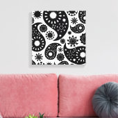 Zwart en wit paisleypatroon. canvas afdruk (Insitu (Woonkamer))