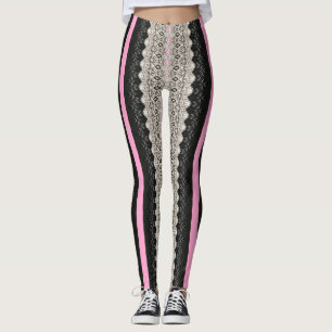 Zwart en wit paneel met roze Leggings