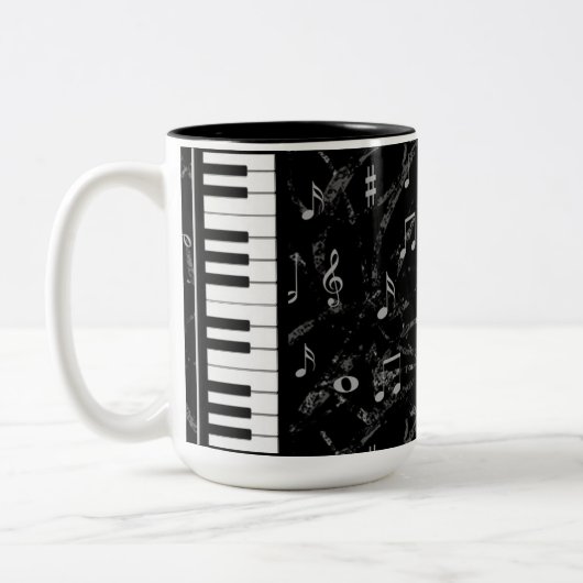 Zwart en wit Piano Muziek Mok 2 (Links)
