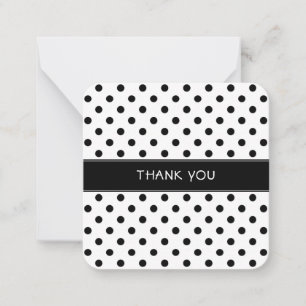 Zwart en wit polka dots mini bedankkaart notitiekaartje