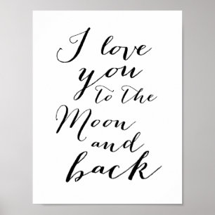 Zwart en wit Poster Print 8.5x11 Ik hou van jou