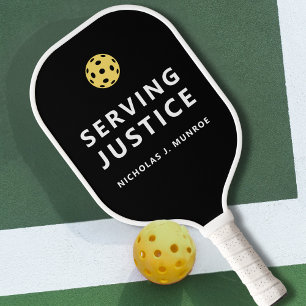 Zwart en Wit Pret Dienende Rechtvaardigheid Aangep Pickleball Paddle