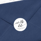 Zwart en Wit Relax Script Bewaar de Datum Ronde Sticker