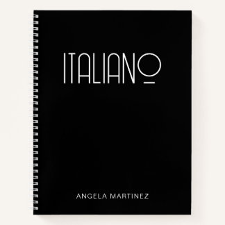 Zwart en wit Retro Italiano Taalstudie Notitieboek