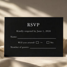 Zwart en Wit RSVP Kaart Bewerkbaar
