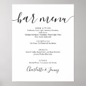 Zwart en wit script bar menuschild poster (Voorkant)