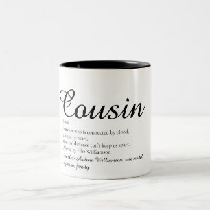 Zwart en Wit Script Cool Neef Definitie Tweekleurige Koffiemok
