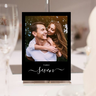Zwart En Wit Script Foto Tafel Nummer Kaart