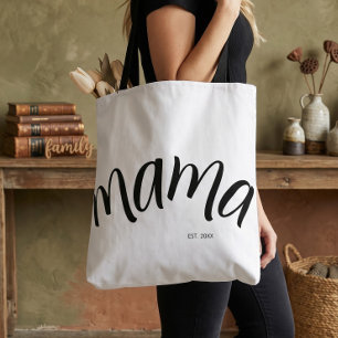 Zwart en Wit Script Mama Opgericht Elegant Draagtas