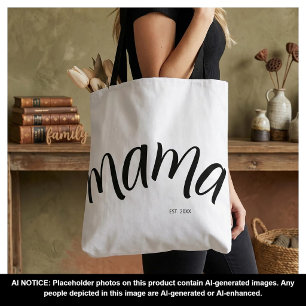 Zwart en Wit Script Mama Opgericht Elegant Draagtas