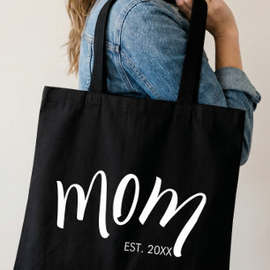 Zwart en Wit Script Moeder Opgericht Elegant Draagtas