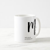 Zwart en wit script monogram koffiemok (Voorkant rechts)