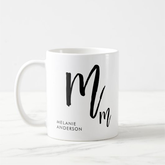 Zwart en wit script monogram koffiemok (Links)