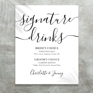 Zwart En Wit Script Signature Dranken Bord Poster