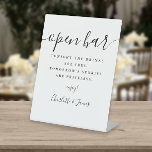 Zwart en wit Signature Script Open Bar Reclamebord Met Voetstuk