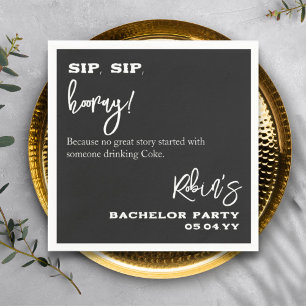Zwart en Wit Sip Sip Hoerae Bachelor Feest Bruideg Servet