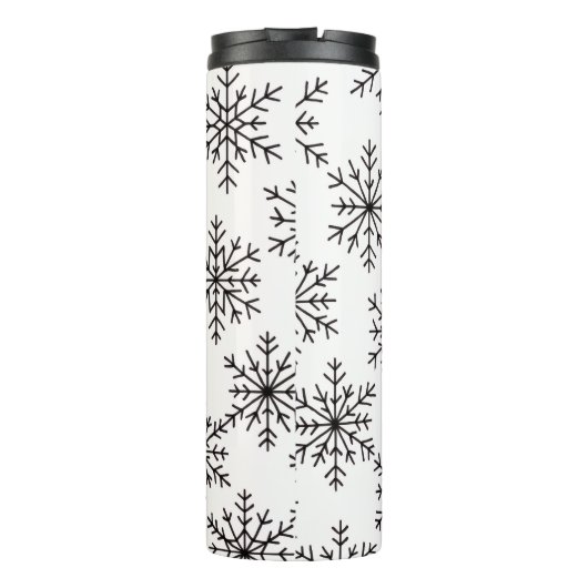 Zwart en wit sneeuwvlokpatroon thermisch reisbeker thermosbeker (Achterkant)