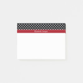 Zwart en Wit Stippen Cranberry Naam Initiaal Post-it® Notes