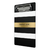 Zwart en wit strepen gouden accent mini klembord (Angled2)