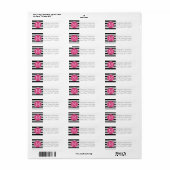 Zwart en wit Striped Patroon Hot Pink Monogram Etiket (Full Sheet)