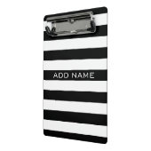 Zwart en wit Striped Patroon met naam Mini Klembord (Angled2)