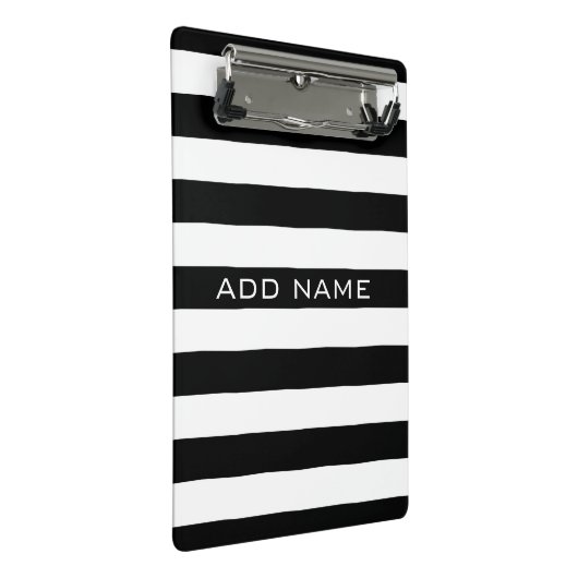 Zwart en wit Striped Patroon met naam Mini Klembord (Schuin)