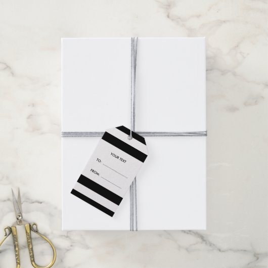 Zwart en wit Stripes Patroon, zwart monogram Cadeaulabel (Met Touw)