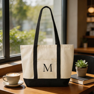 Zwart en wit trendy moderne eenvoudige typografie tote bag