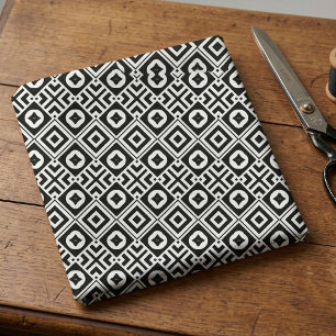 Zwart en wit tribal geometrisch mozaïekpatroon stof