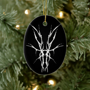Zwart en Wit Tribal Herten Schedel Jacht Ontwerp Keramisch Ornament