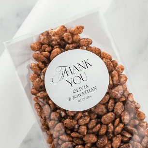 Zwart en Wit Trouwcadeau Bedankt Ronde Sticker