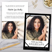 Zwart en Wit Unieke Afstudeeraankondiging Kaart