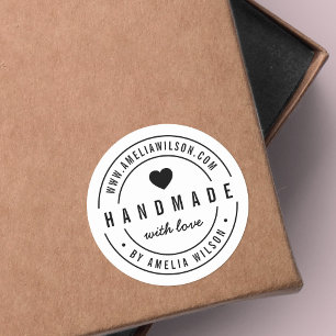 Zwart en Wit Vet Handgemaakt Met Liefdeshart Ronde Sticker