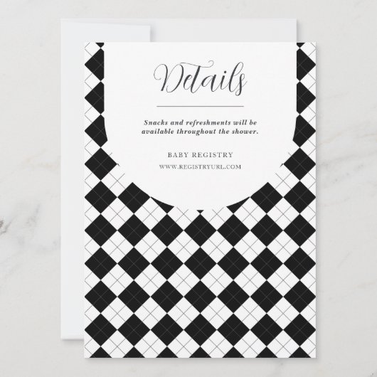 Zwart en Wit Vierkant Argyle Geslacht Neutraal Kaart (Achterkant)