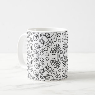 Zwart en Wit Vorm Harten Patronen Koffiemok
