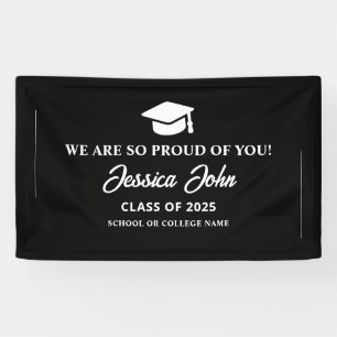 Zwart en Wit We zijn zo trots op je afstuderen Spandoek