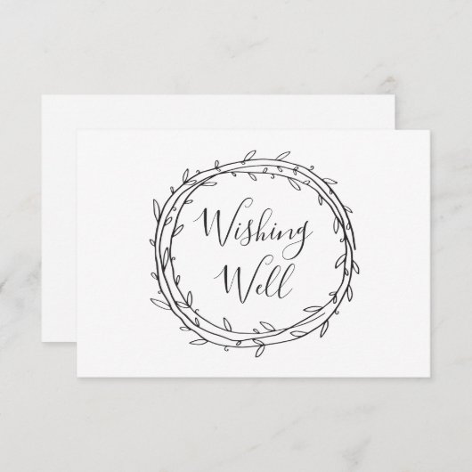 Zwart en wit wensen het goed. Botanische bruiloft Informatiekaartje (Voorkant / Achterkant)