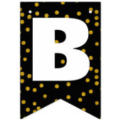 Zwart en wit willekeurig gouden stippenpatroon bru vlaggetjes (Eerste vlag)