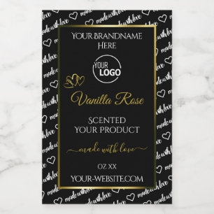 Zwart en Wit Woordwolk Productlabel Logo Goud Voedselcontainer Etiket