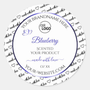 Zwart en wit Word Cloud Label Blauw Logo
