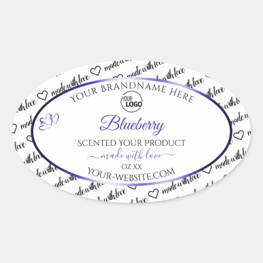 Zwart en wit Word Cloud Label Blauw Logo (Voorkant)