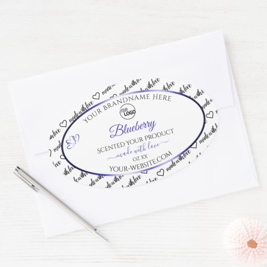 Zwart en wit Word Cloud Label Blauw Logo (Envelop)