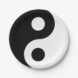 Zwart en Wit Yin Yang Papieren Bordje