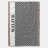 Zwart en Wit Zebra Patroon Modern Monogram Deken (Voorkant Verticaal)