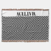 Zwart en Wit Zebra Patroon Modern Monogram Deken (Voorkant)