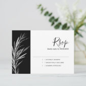 Zwart en wit zilver RSVP-huwelijksreactiekaart RSVP Kaartje (Staand voorkant)
